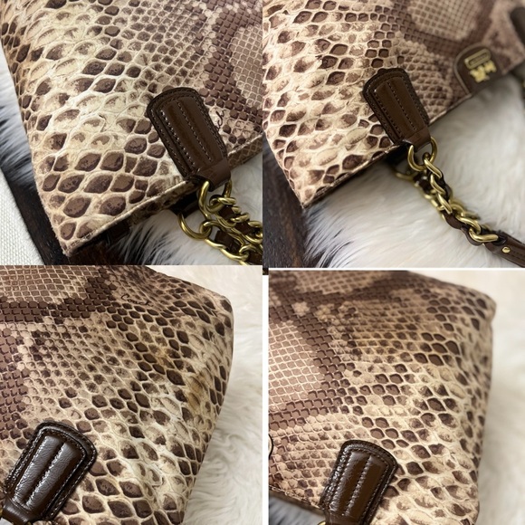 Coach Nylon Beige Python Print Tote/Shoulder Bag - Picture 7 of 10